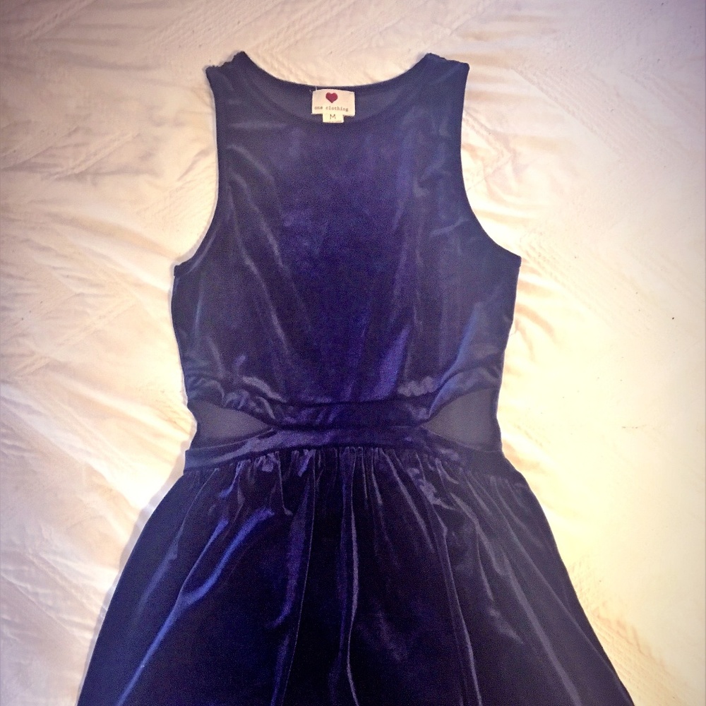 Blue velour dress
